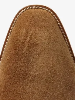Suede Ankle Boots For Men Round Toe Buckle Detail Chunky Heel Casual Boots