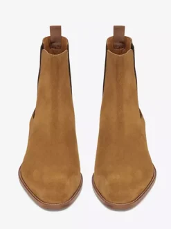 Suede Chelsea Boots Suede Pointed Toe Chunky Heel Ankle Boots For Men