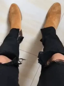 Suede Chelsea Boots Suede Pointed Toe Chunky Heel Ankle Boots For Men