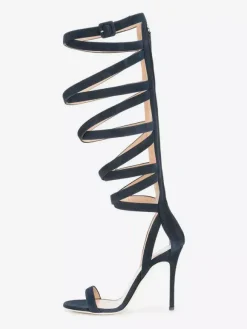 Suede Gladiator Sandals Open Toe Strappt High Heel Sandal Shoes For Women
