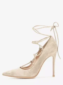 Suede High Heel Pointed Toe Criss Cross Dress Shoes For Women
