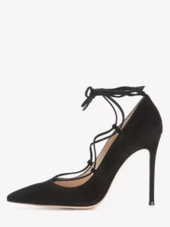 Suede High Heel Pointed Toe Criss Cross Dress Shoes For Women