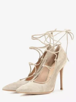 Suede High Heel Pointed Toe Criss Cross Dress Shoes For Women