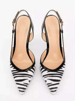 Suede High Heel Pumps Leopard Pointed Toe Slingback Pumps