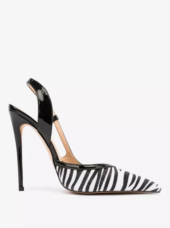 Suede High Heel Pumps Leopard Pointed Toe Slingback Pumps