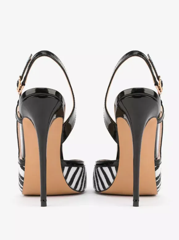 Suede High Heel Pumps Leopard Pointed Toe Slingback Pumps