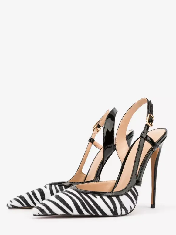 Suede High Heel Pumps Leopard Pointed Toe Slingback Pumps