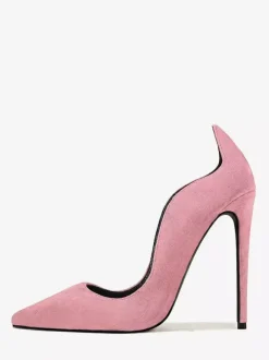 Suede High Heel Pumps Women's Pointed Toe Slip On Dress Pumps