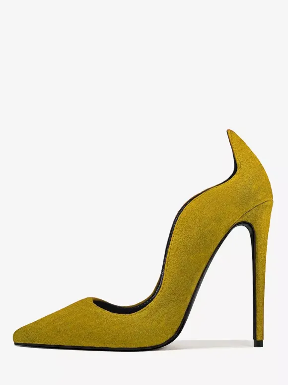 Suede High Heel Pumps Women's Pointed Toe Slip On Dress Pumps