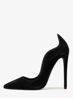 Suede High Heel Pumps Women's Pointed Toe Slip On Dress Pumps