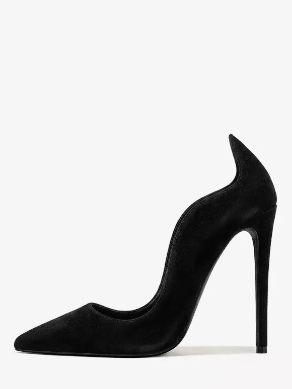 Suede High Heel Pumps Women's Pointed Toe Slip On Dress Pumps