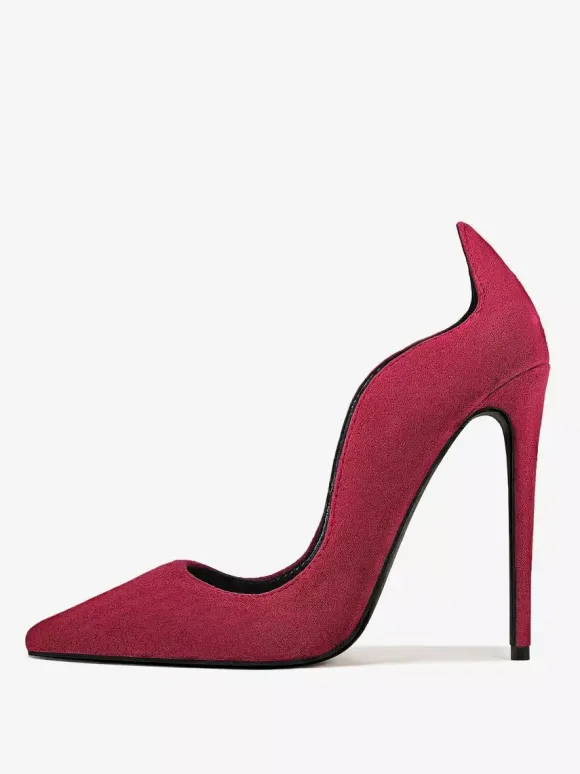 Suede High Heel Pumps Women's Pointed Toe Slip On Dress Pumps