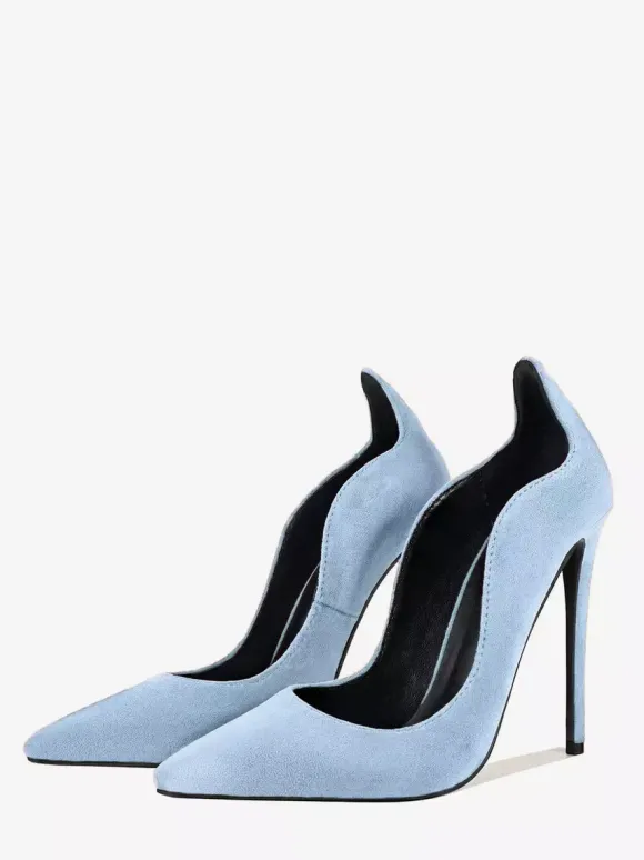 Suede High Heel Pumps Women's Pointed Toe Slip On Dress Pumps