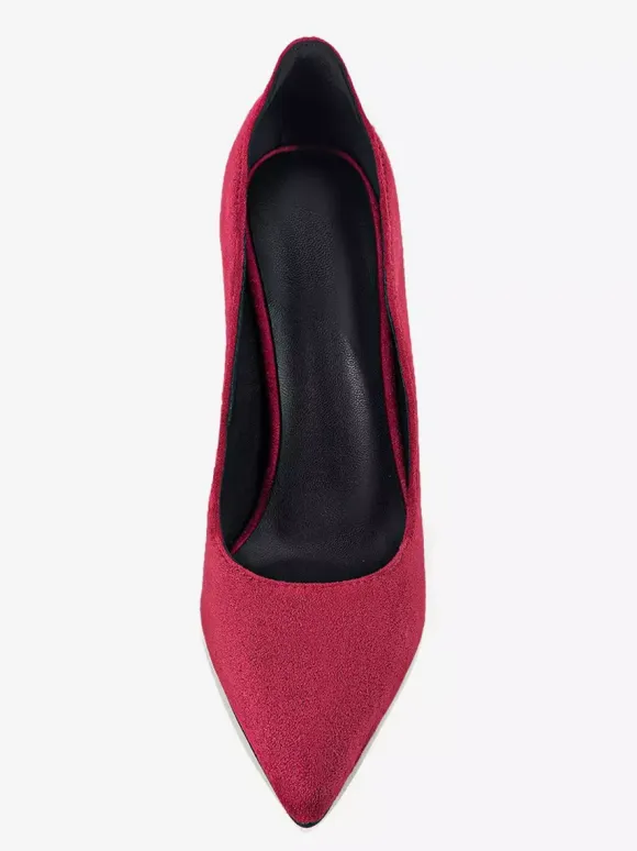 Suede High Heel Pumps Women's Pointed Toe Slip On Dress Pumps