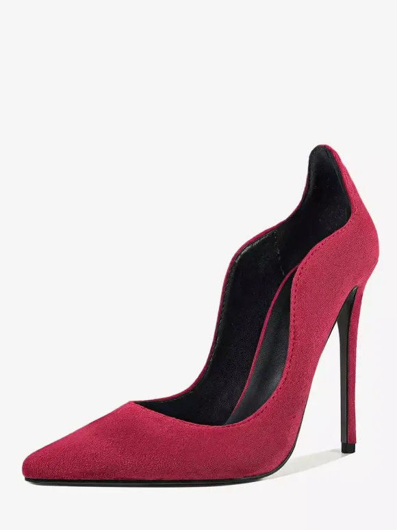 Suede High Heel Pumps Women's Pointed Toe Slip On Dress Pumps