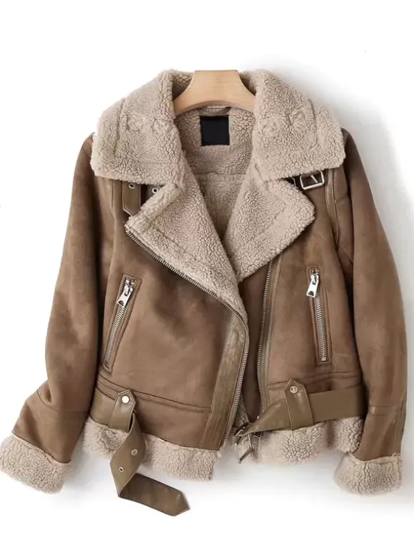 Suede Jacket Faux Shearling Winter Coat 2026 Outerwear For Women