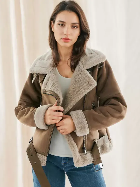 Suede Jacket Faux Shearling Winter Coat 2026 Outerwear For Women