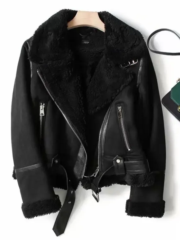 Suede Jacket Faux Shearling Winter Coat 2026 Outerwear For Women