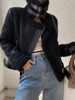 Suede Jacket Faux Shearling Winter Coat 2026 Outerwear For Women