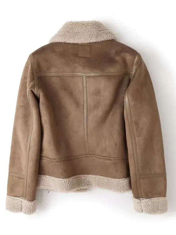 Suede Jacket Faux Shearling Winter Coat 2026 Outerwear For Women