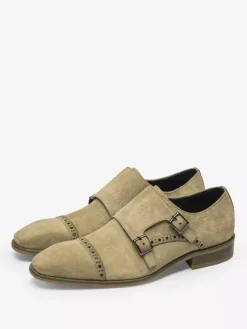 Suede Leather Buckle Mens Monk Loafer Shoes