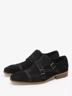 Suede Leather Buckle Mens Monk Loafer Shoes