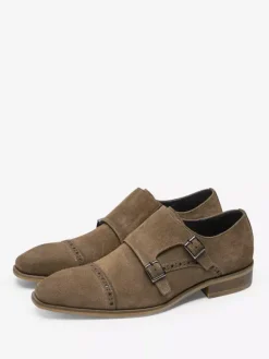 Suede Leather Buckle Mens Monk Loafer Shoes