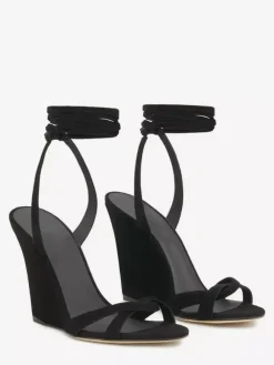 Suede Wedge Sandals Open Toe Lace Up Sandal Wedges For Women