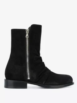 Suede Ankle Boots Men's Round Toe Zip Up Booties