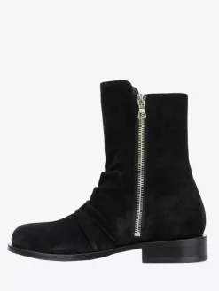 Suede Ankle Boots Men's Round Toe Zip Up Booties
