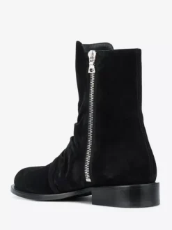 Suede Ankle Boots Men's Round Toe Zip Up Booties