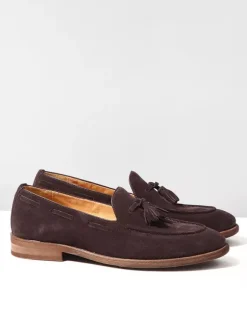 Suede Boat Loafers For Men Round Toe Slip On Casual Shoes With Tassels