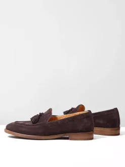 Suede Boat Loafers For Men Round Toe Slip On Casual Shoes With Tassels