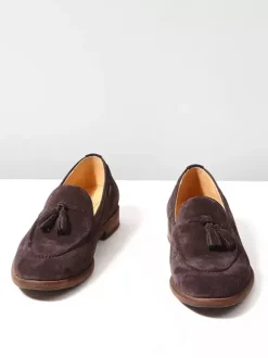 Suede Boat Loafers For Men Round Toe Slip On Casual Shoes With Tassels