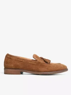 Suede Boat Loafers For Men Round Toe Slip On Casual Shoes With Tassels