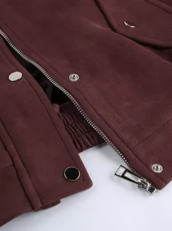 Suede Drop Shoulder Women's Cropped Jacket - Stand Collar Zip Up Slim Fit - Minimalist Spring Casual Outfits 2026