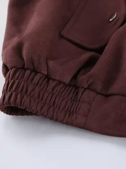 Suede Drop Shoulder Women's Cropped Jacket - Stand Collar Zip Up Slim Fit - Minimalist Spring Casual Outfits 2026