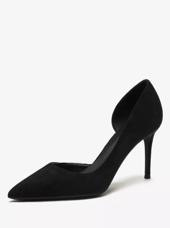 Suede High Heel Pumps Red Pointed Toe Stiletto Heel Dress Shoes