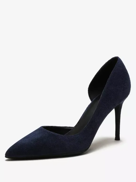 Suede High Heel Pumps Red Pointed Toe Stiletto Heel Dress Shoes