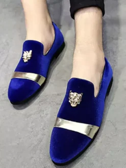 Suede Men's Loafers Round Toe Designed Flat Slip On Prom Shoes