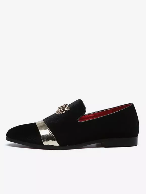 Suede Men's Loafers Round Toe Designed Flat Slip On Prom Shoes