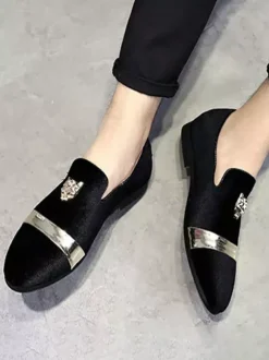 Suede Men's Loafers Round Toe Designed Flat Slip On Prom Shoes