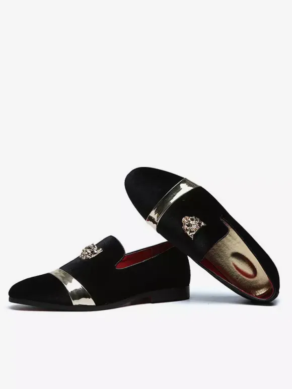 Suede Men's Loafers Round Toe Designed Flat Slip On Prom Shoes