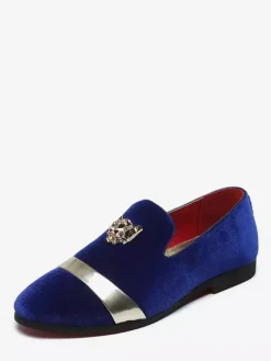 Suede Men's Loafers Round Toe Designed Flat Slip On Prom Shoes