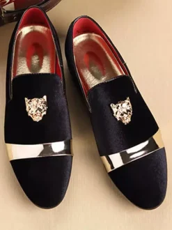 Suede Men's Loafers Round Toe Designed Flat Slip On Prom Shoes
