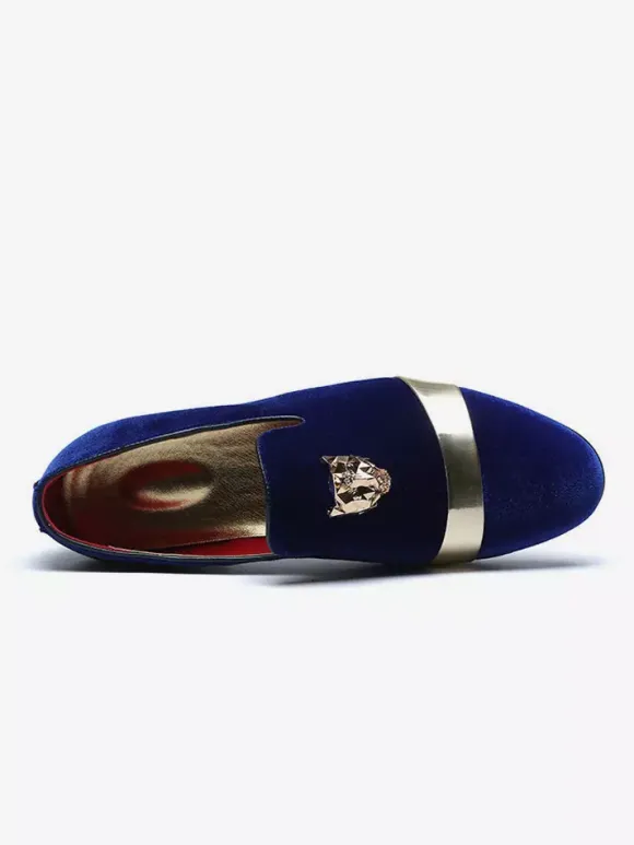 Suede Men's Loafers Round Toe Designed Flat Slip On Prom Shoes