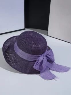Summer Straw Hat With Bowknot Beach Foldable Sun Hat For Women 2026
