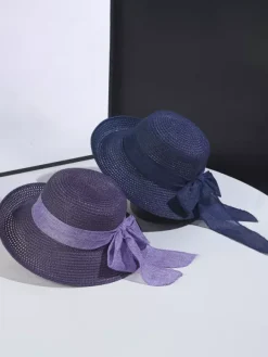 Summer Straw Hat With Bowknot Beach Foldable Sun Hat For Women 2026