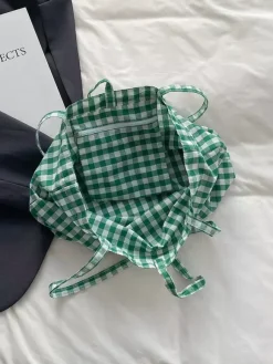 Summer Vacation Lightweight Checkered Daily Casual Shoulder Shopping Purse