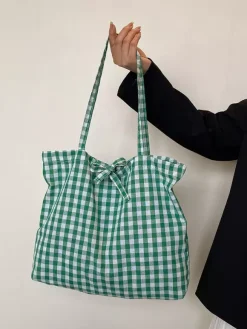 Summer Vacation Lightweight Checkered Daily Casual Shoulder Shopping Purse
